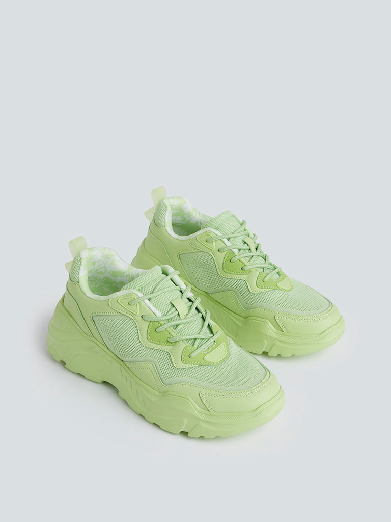 LUNA BLU Lime Chunky Mesh-Detailed Sneakers